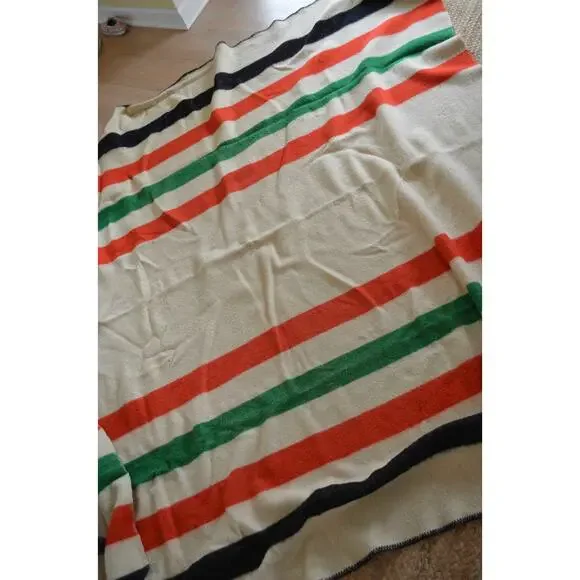 Vintage Wool Striped Multicolor Camp Blanket - Picture 3 of 8